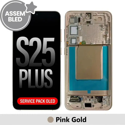 ASSEMBLED OLED Screen Replacement with Frame for Samsung Galaxy S25 Plus S936B-Pink Gold ASSEMBLED