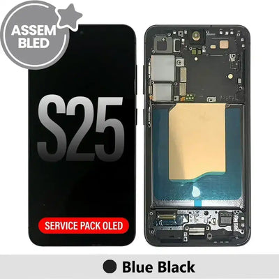 ASSEMBLED OLED Screen Replacement with Frame for Samsung Galaxy S25 S931B -Blue Black ASSEMBLED