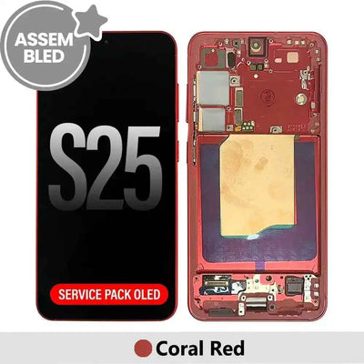 ASSEMBLED OLED Screen Replacement with Frame for Samsung Galaxy S25 S931B-Coral Red