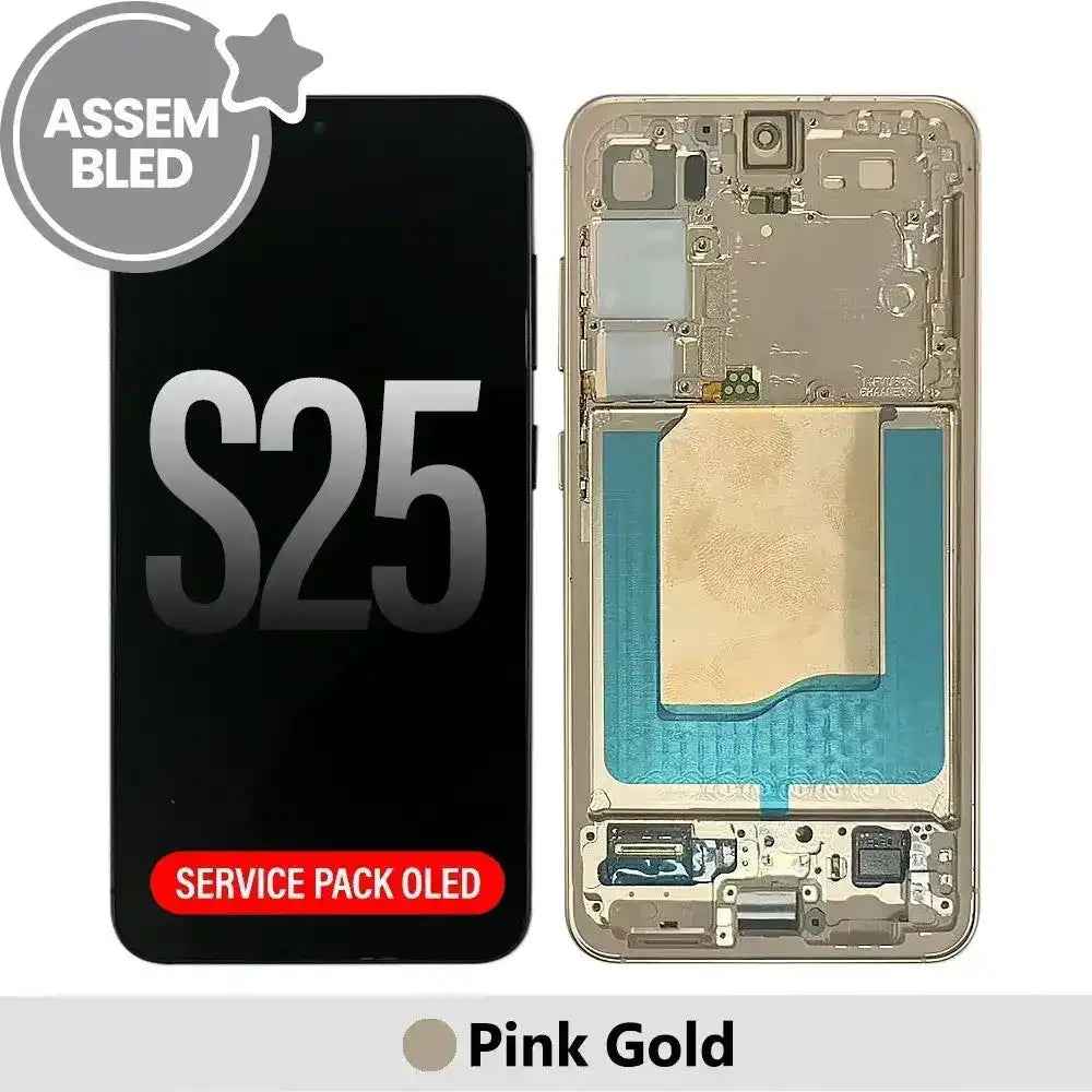 ASSEMBLED OLED Screen Replacement with Frame for Samsung Galaxy S25 S931B-Pink Gold