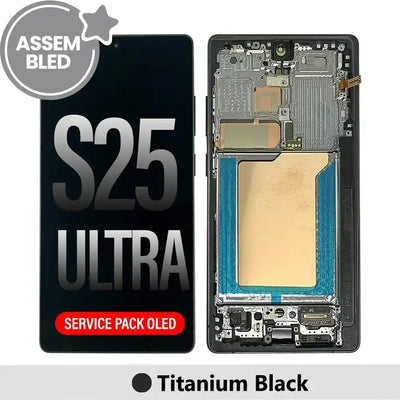 ASSEMBLED OLED Screen Replacement with Frame for Samsung Galaxy S25 Ultra S938B-Titanium Black ASSEMBLED