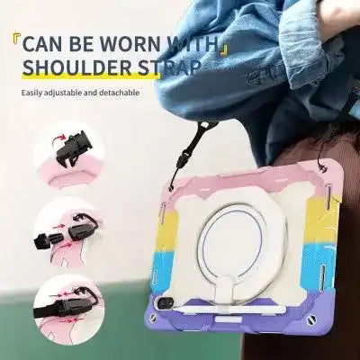 Armor Shockproof Handle Ring Rotation Case Cover for iPad 9.7 (2018) / 9.7 (2017) / Pro 9.7 (No Pen Slot) Redefine