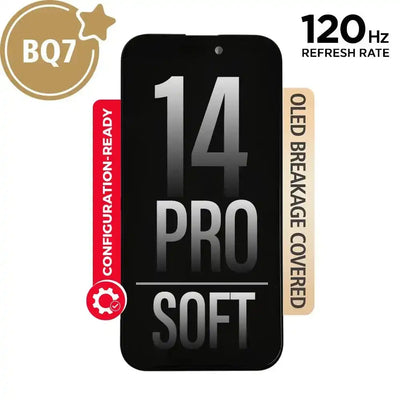 BQ7 Diagnosable Soft OLED Assembly With Proximity Sensor Flex for iPhone 14 Pro Screen Replacement (120HZ, Configuration Ready) BQ7 - Best Quality Aftermarket