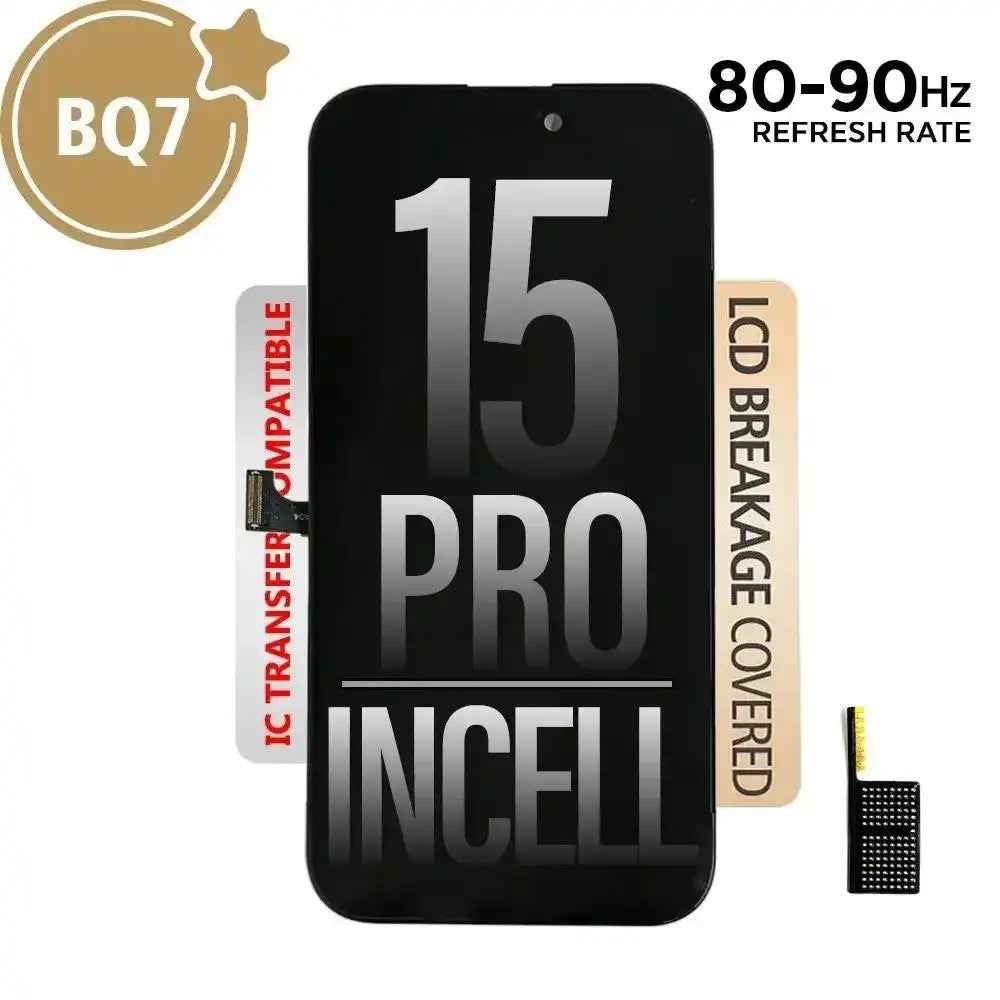 BQ7 Incell LCD Assembly for iPhone 15 Pro Screen Replacement (80HZ-90HZ, Compatible for IC chip transfer)