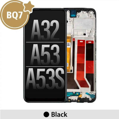 BQ7 LCD Screen Repair for OPPO A32 A53 A53s-Black with Frame (As the same as service pack, but not from official OPPO)