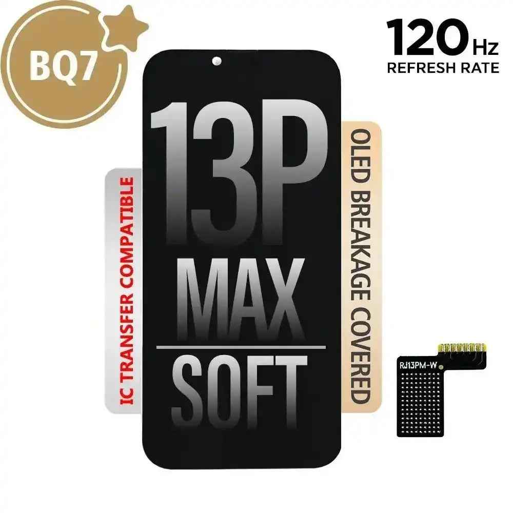 BQ7 Soft OLED Assembly for iPhone 13 Pro Max Screen Replacement (120HZ, Compatible for IC chip transfer)