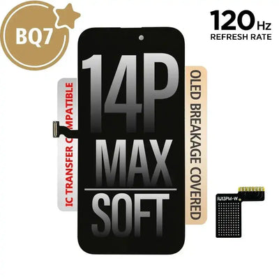 BQ7 Soft OLED Assembly for iPhone 14 Pro Max Screen Replacement (120HZ, Compatible for IC chip transfer) BQ7 - Best Quality Aftermarket