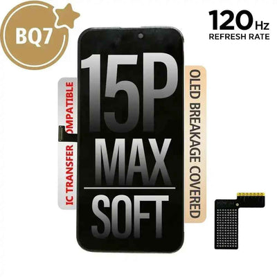 BQ7 Soft OLED Assembly for iPhone 15 Pro Max Screen Replacement (120HZ, Compatible for IC chip transfer)