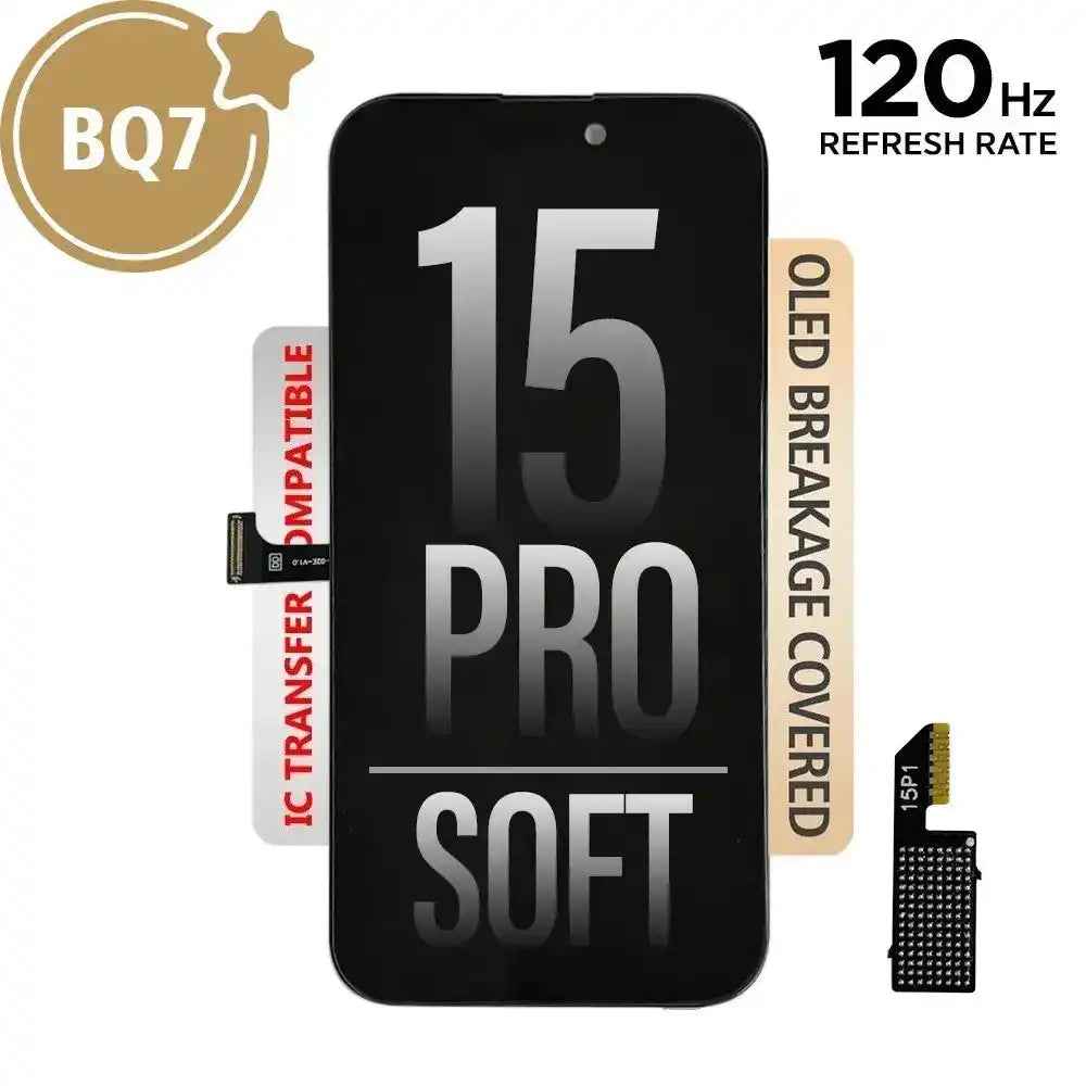 BQ7 Soft OLED Assembly for iPhone 15 Pro Screen Replacement (120HZ, Compatible for IC chip transfer)