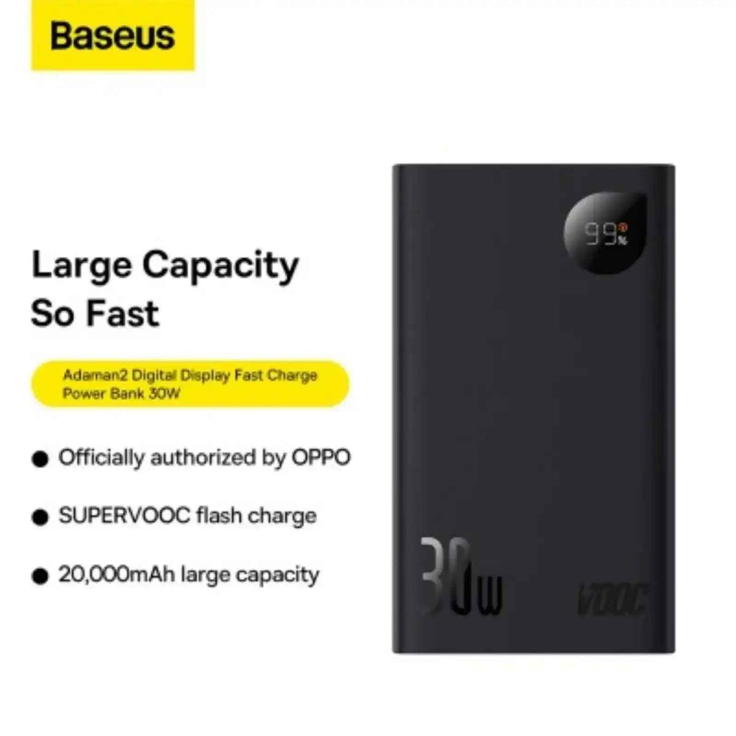 Baseus Adaman2 Digital Display Fast Charge Power Bank 20000mAh 30W (VOOC Edition)-Black