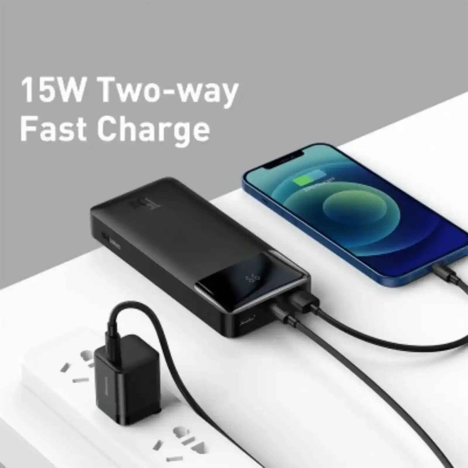 Baseus Bipow Digital Display Power Bank 20000mAh 15W (Overseas Edition) PPBD050101-Black