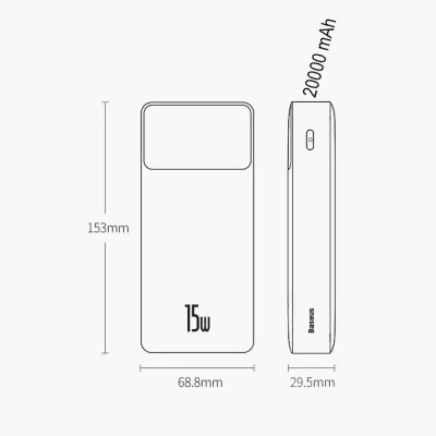 Baseus Bipow Digital Display Power Bank 20000mAh 15W (Overseas Edition) PPBD050101-Black Baseus