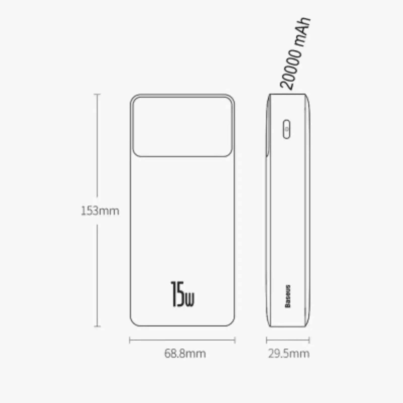 Baseus Bipow Digital Display Power Bank 20000mAh 15W (Overseas Edition) PPBD050101-Black Baseus
