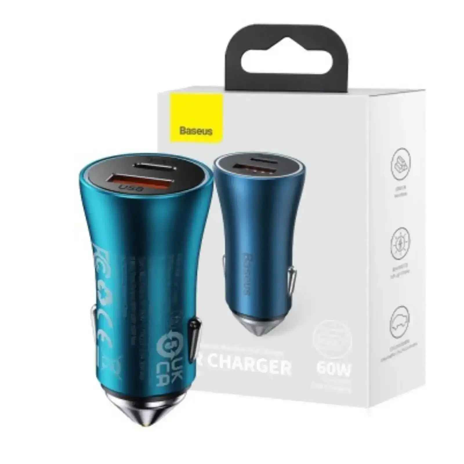 Baseus Car Charger Golgen Contactor Max-USB+Type U+C 60W -Blue