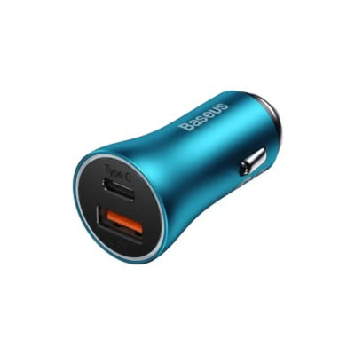 Baseus Car Charger Golgen Contactor Max-USB+Type U+C 60W -Blue Baseus
