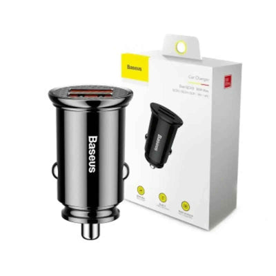 Baseus Circular Plastic A+A 30W Dual QC3.0 Quick Car Charger-Black