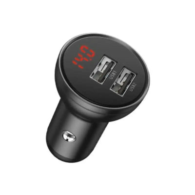 Baseus Digital Display Dual USB 4.8A 24W Car Charger 24W -Grey Baseus