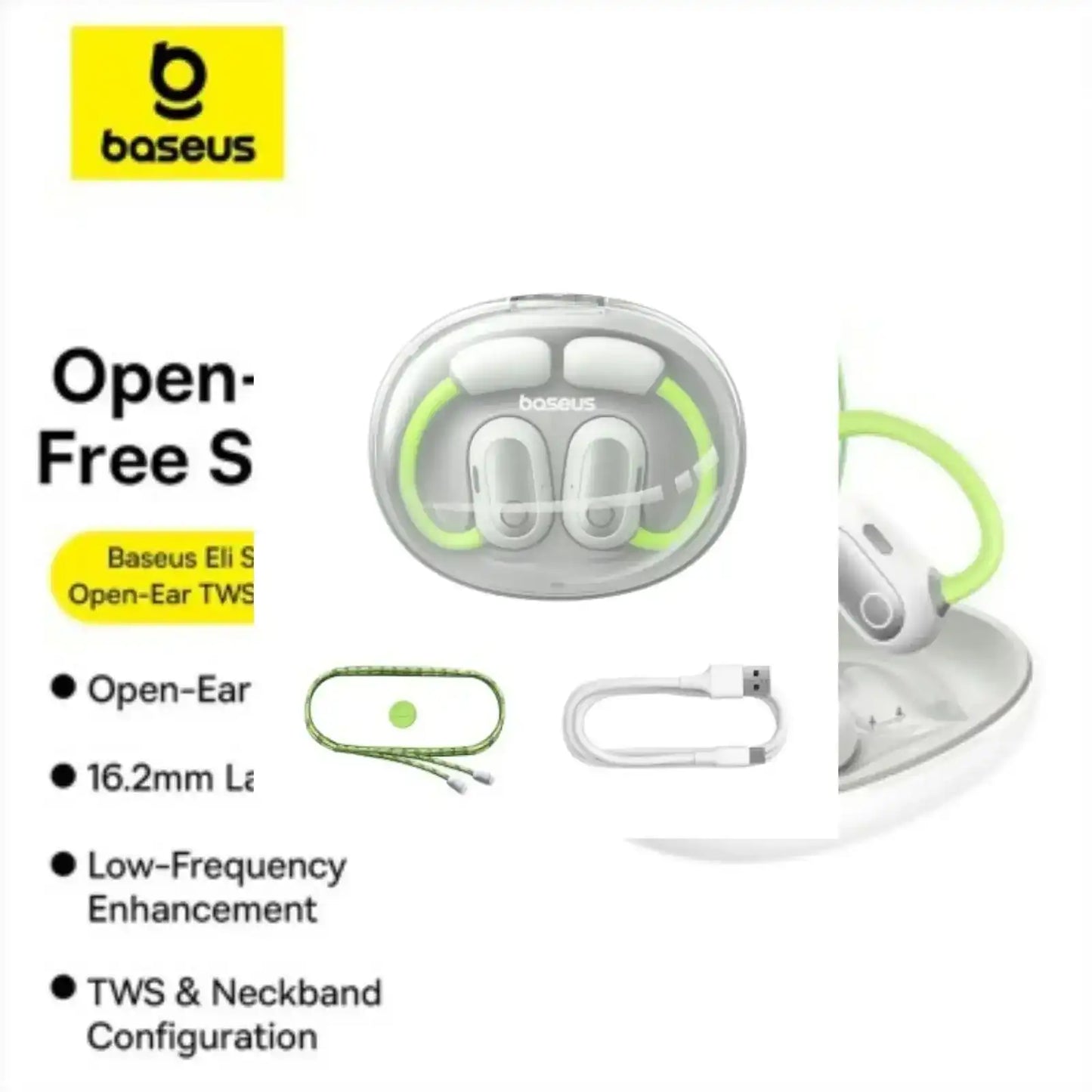 Baseus Eli Sport 1 Open-Ear TWS Earbuds-Aurora Green Baseus