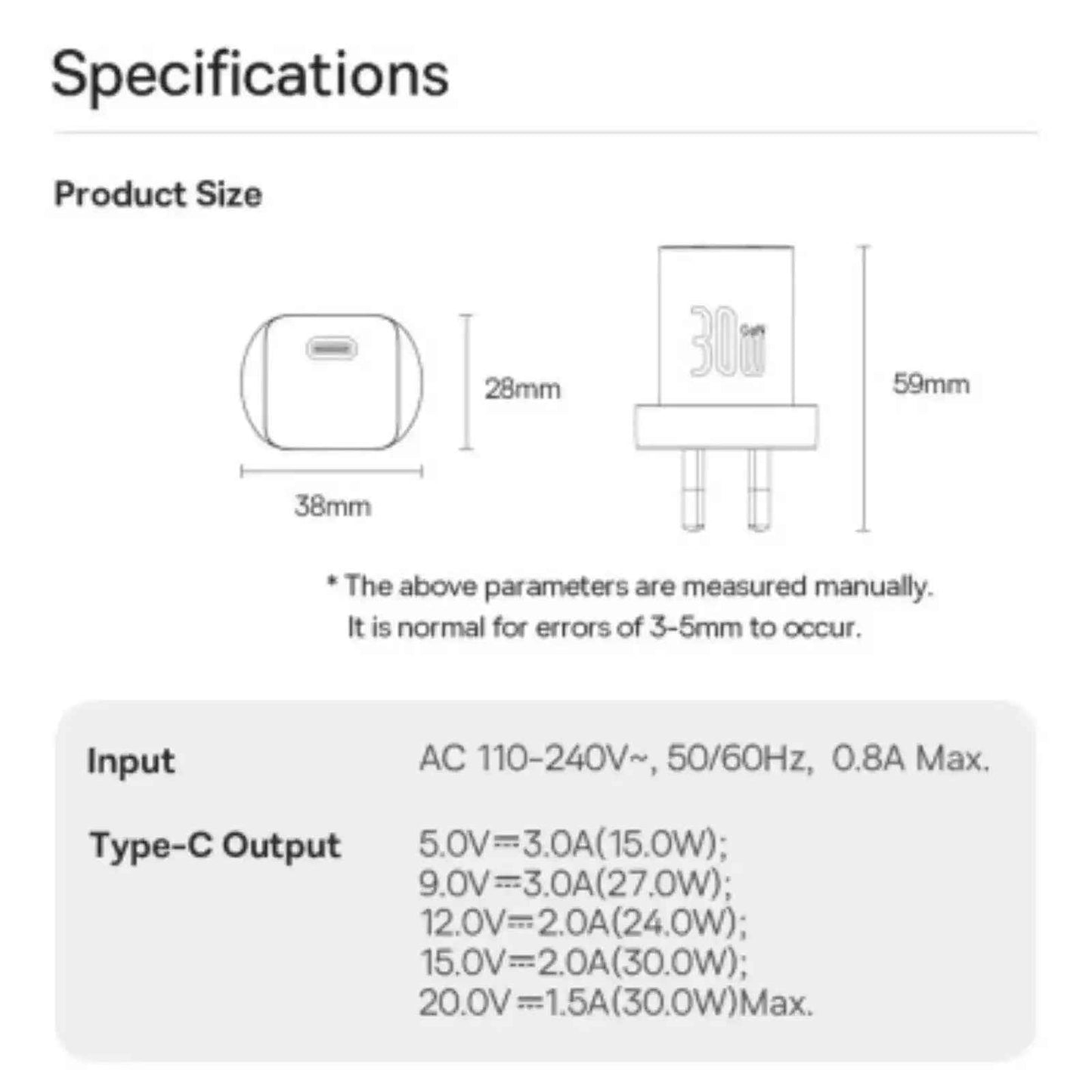 Baseus GaN5 Mini Fast Charger 1C 30W-Moon White