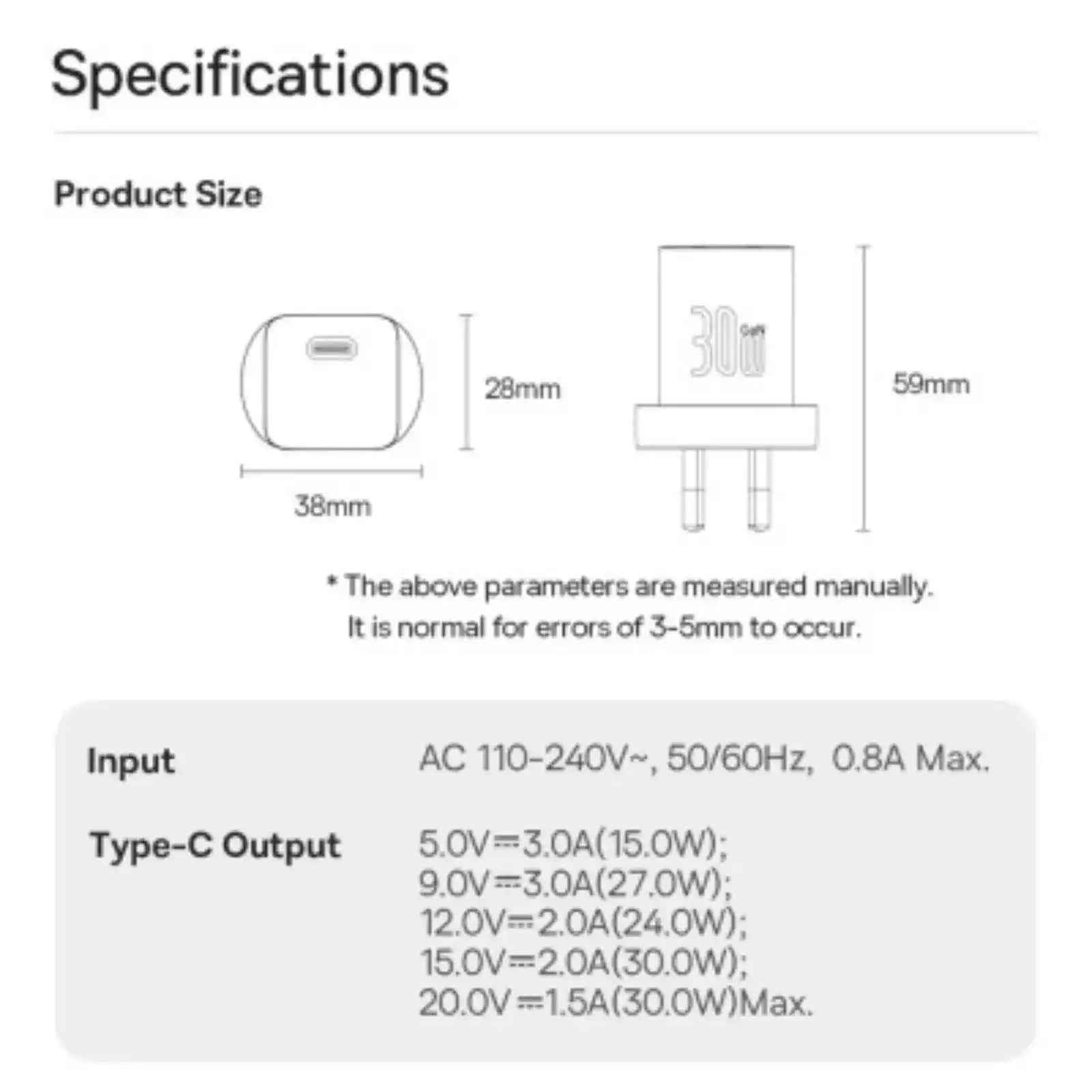 Baseus GaN5 Mini Fast Charger 1C 30W-Moon White