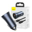 Baseus Golden Contactor Pro Dual Quick Charger Car Charger U+C 40W (With Simple Wisdom Data Cable Type-C to iP 1m)-Dark Gray