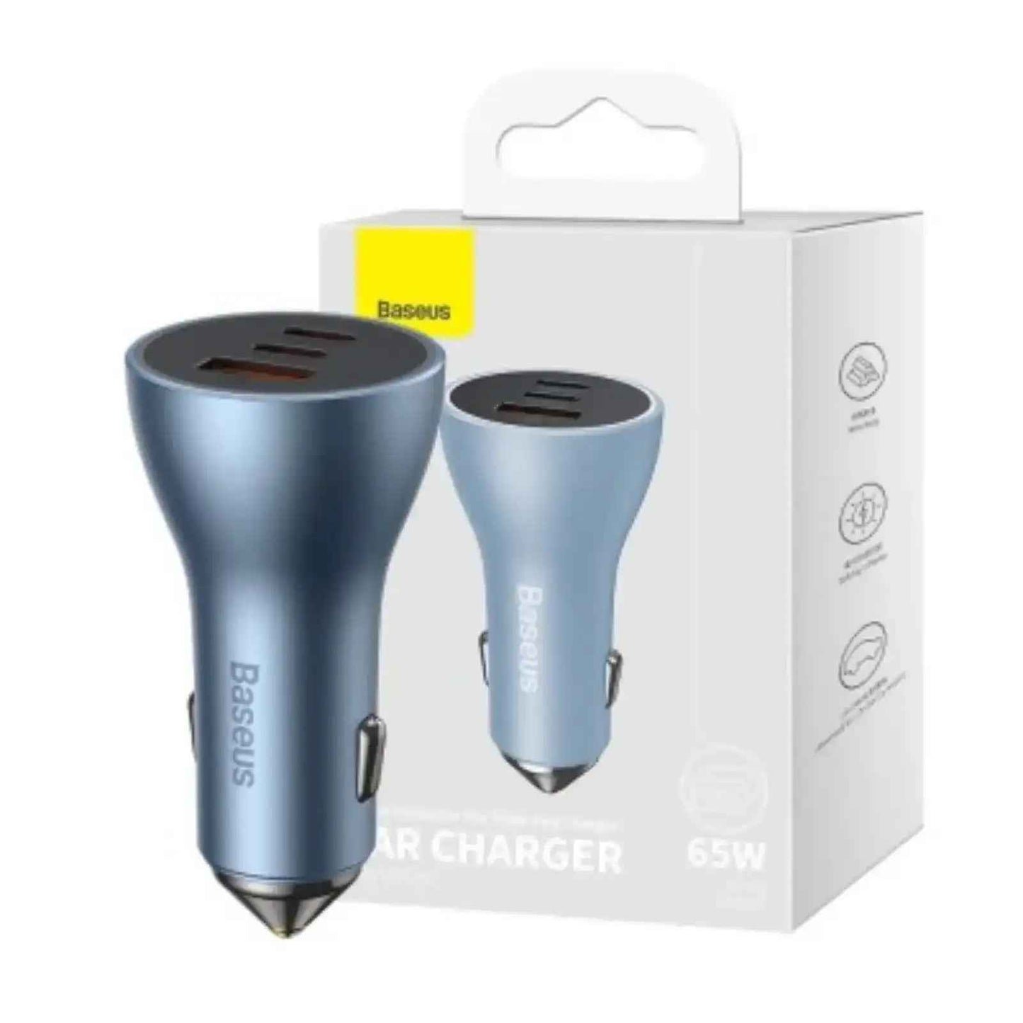 Baseus Golden Contactor Pro Triple Fast Charger Car Charger 65W U+C+C-Blue