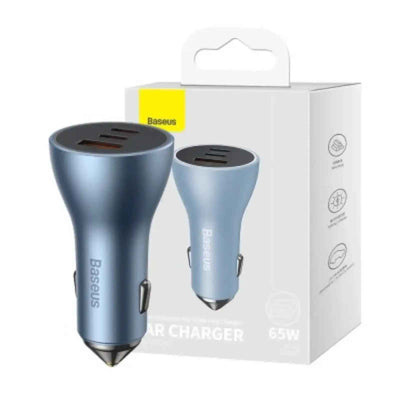 Baseus Golden Contactor Pro Triple Fast Charger Car Charger 65W U+C+C-Blue
