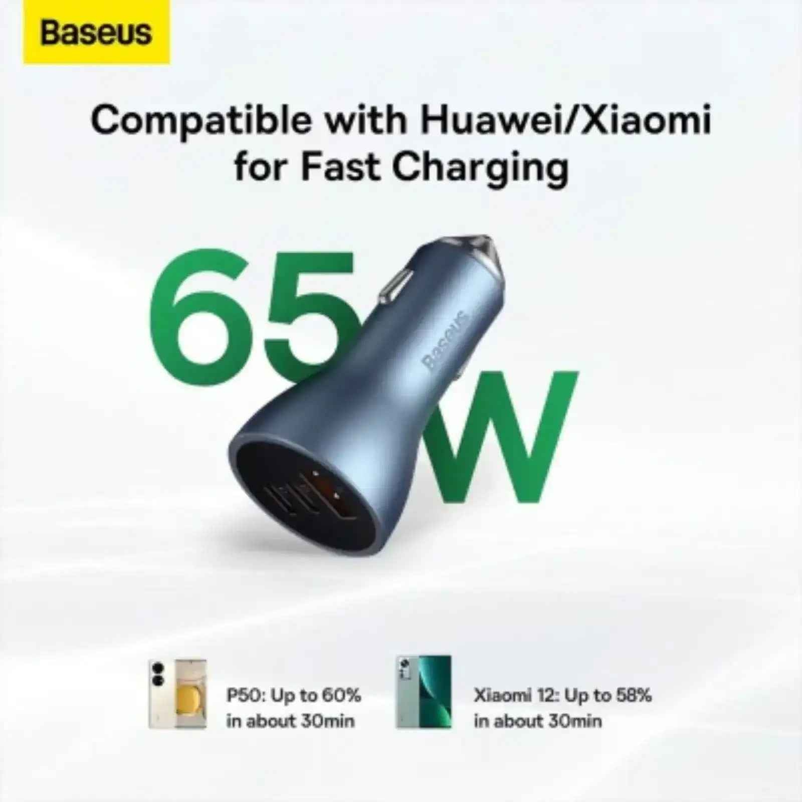 Baseus Golden Contactor Pro Triple Fast Charger Car Charger 65W U+C+C-Blue