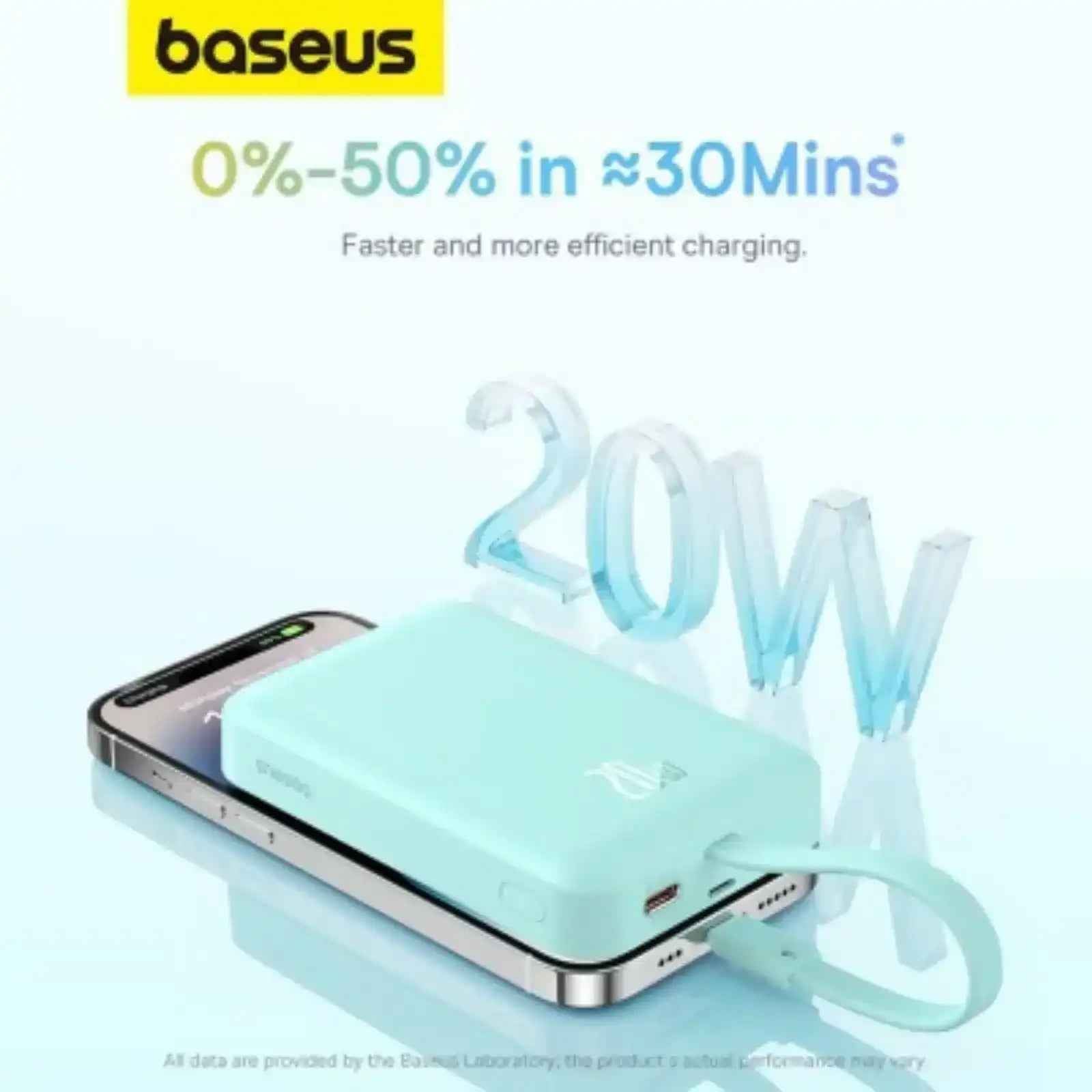 Baseus Magnetic Mini Wireless Fast Charge Power Bank iP Edition 10000mAh 20W-Mint