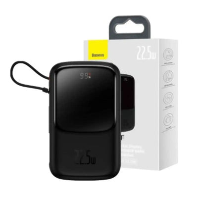 Baseus Qpow Digital Display Power Bank 20000mAh 22.5W Built-in Type-C Cable (Overseas Edition) PPQD060301-Black Baseus