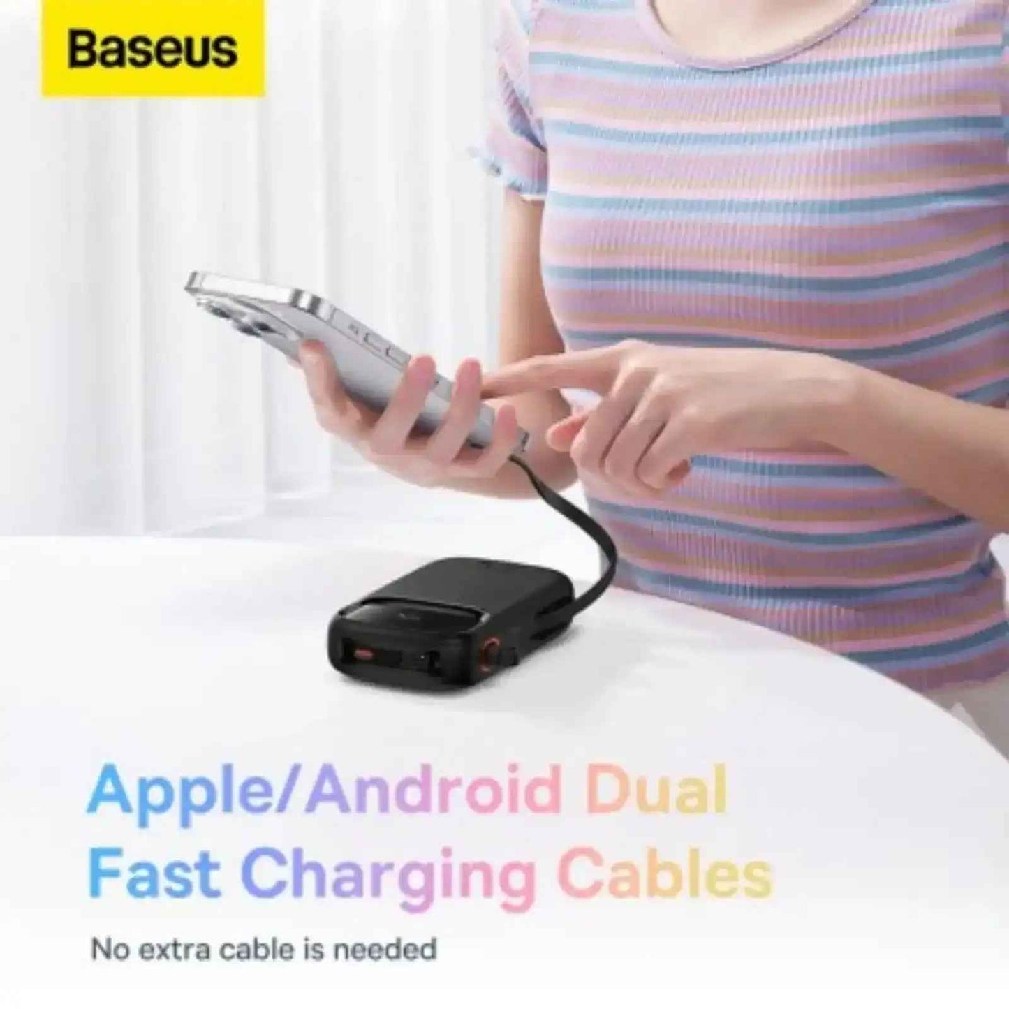 Baseus Qpow2 Dual-Cable Digital Display Fast Charge Power Bank 20000mAh 22.5W Cluster-Black