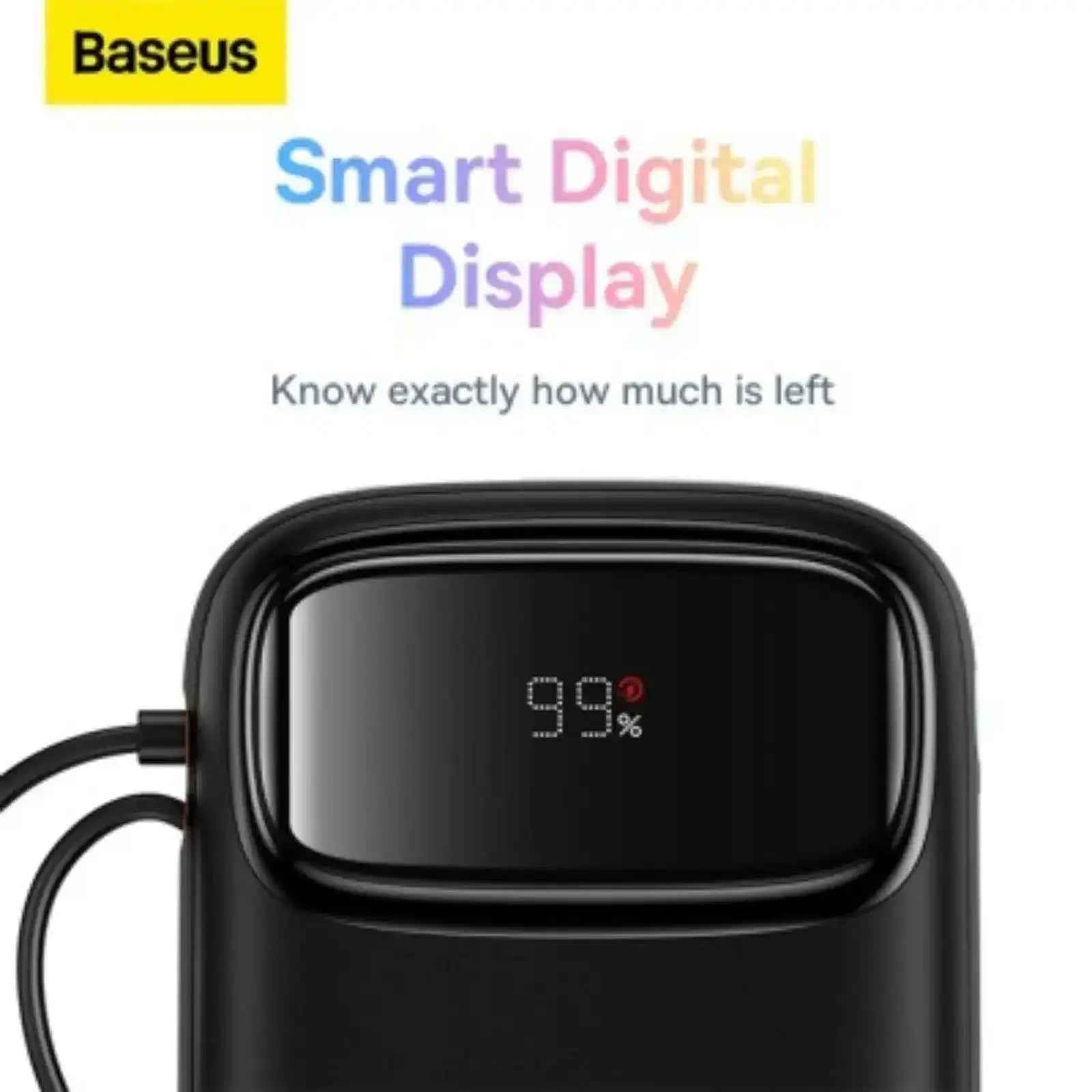 Baseus Qpow2 Dual-Cable Digital Display Fast Charge Power Bank 20000mAh 22.5W Cluster-Black