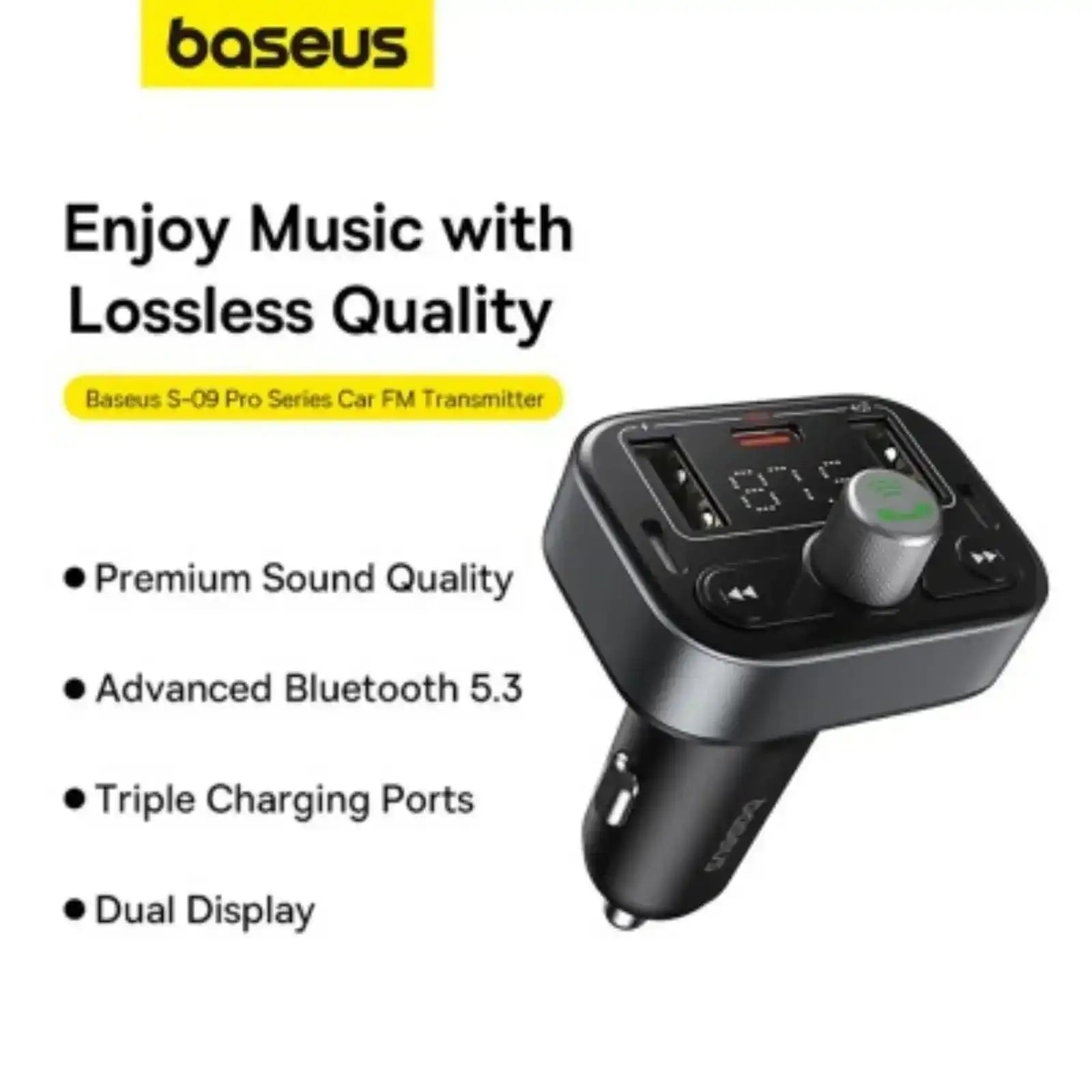 Baseus S-09 Pro Series Car FM Transmitter-Cluster Black Baseus