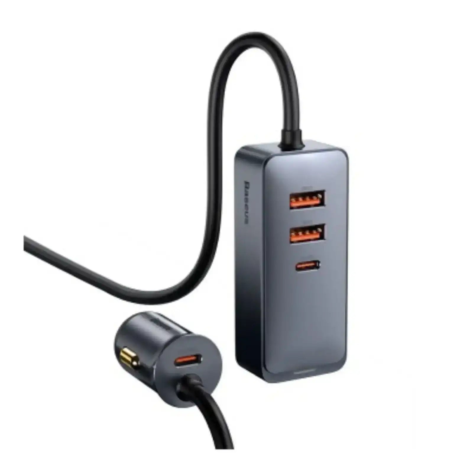 Baseus Share Together PPS Multi-port Fast Charging Car Charger with Extension Cord 120W 2U+2C-Gray Baseus