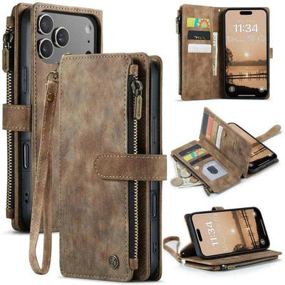 CaseMe C30 Card Slots Zipper Wallet Leather Phone Case CaseMe