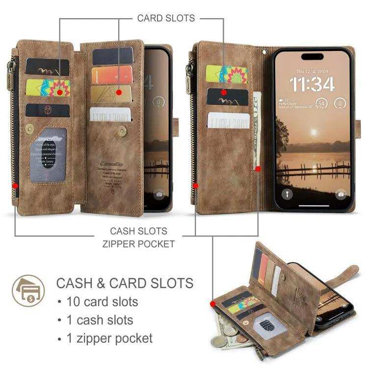 CaseMe C30 Card Slots Zipper Wallet Leather Phone Case CaseMe
