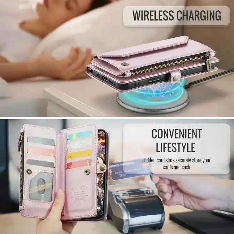 CaseMe C36 Card Slots Zipper Wallet RFID Anti-theft Leather Phone Case