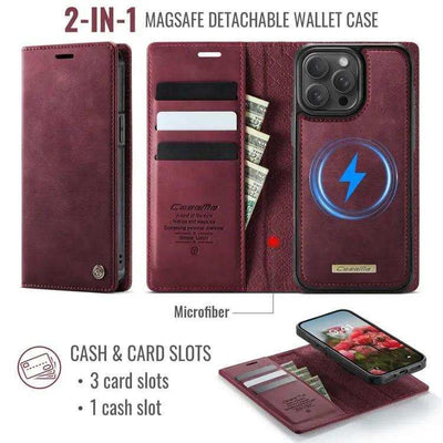CaseMe C49 MagSafe RFID Blocking Detachable Wallet Leather Phone Case CaseMe