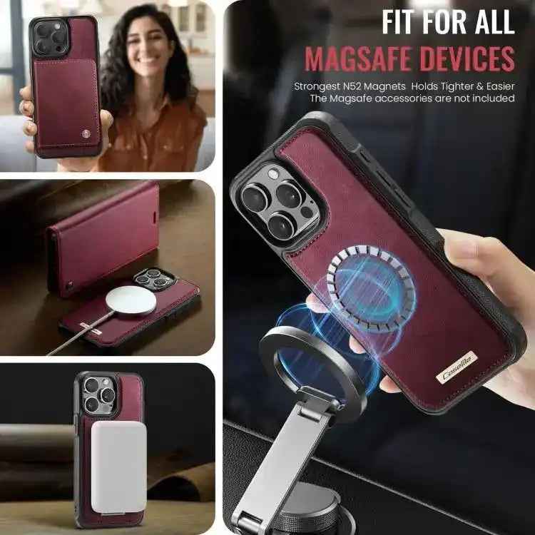 CaseMe C49 MagSafe RFID Blocking Detachable Wallet Leather Phone Case