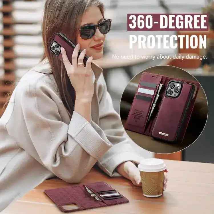 CaseMe C49 MagSafe RFID Blocking Detachable Wallet Leather Phone Case