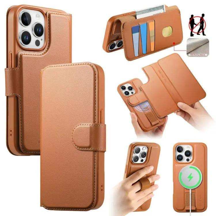 CaseNeo Finger Grip Strap MagSafe Leather Phone Case CaseNeo