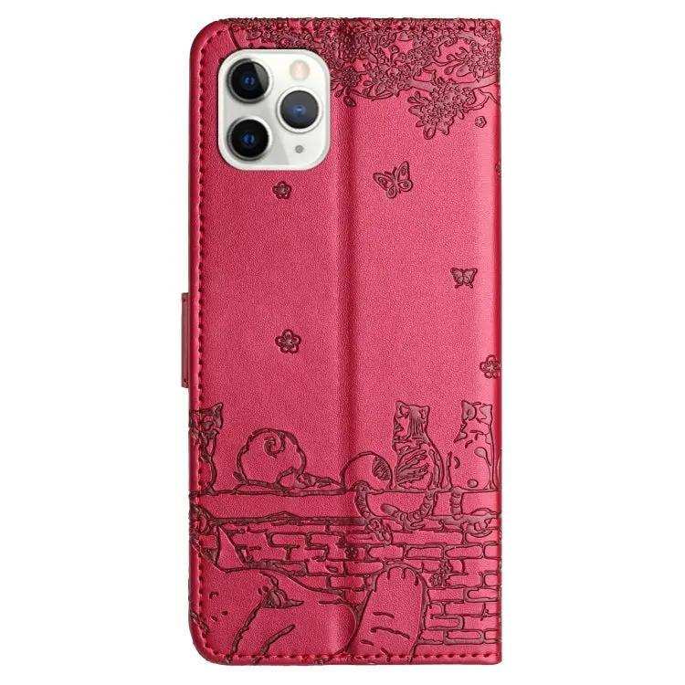 Cat Embossing Pattern Leather Phone Case with Lanyard MyMobile