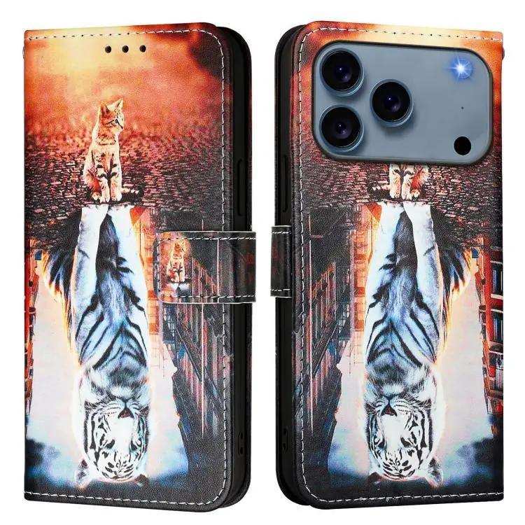 Colored Drawing Pattern Plain Weave Leather Phone Case MyMobile