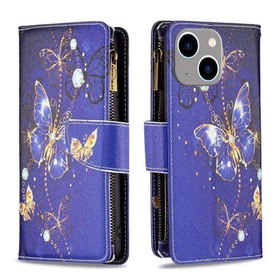 Colored Drawing Pattern Zipper Phone Leather Case MyMobile