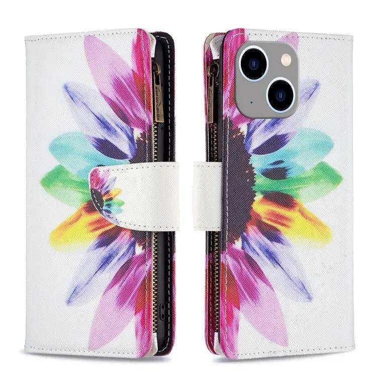 Colored Drawing Pattern Zipper Phone Leather Case MyMobile