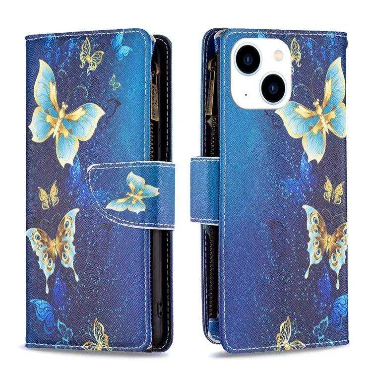 Colored Drawing Pattern Zipper Phone Leather Case MyMobile