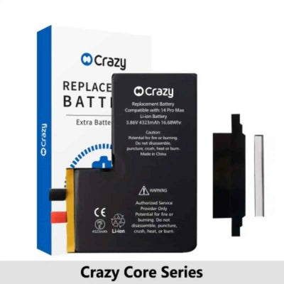 Crazy Core Series- iPhone 14 Pro Max Replacement Battery Core with Adhesive Strips 4323mAh