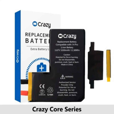 Crazy Core Series-iPhone 14 Pro Replacement Battery Core with Adhesive Strips 3200mAh