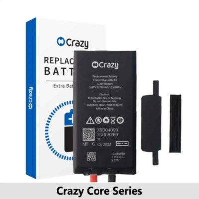 Crazy Core Series- iPhone 14 Replacement Battery Core with Adhesive Strips 3279mAh