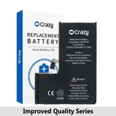 Crazy Improved Quality-iPhone 15 Pro Replacement Battery with Adhesive Strips 3274mAh TI CHIP: TI 27546-A3 IC Cheapest Price CRAZY